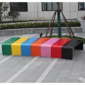 (店+)【藍色的熊】彩色全鐵U型腳公園椅 可耐風吹雨淋 鍍鋅鐵管公園椅  無背公園椅 雙人椅 戶外椅 休閒椅 公共椅  排椅