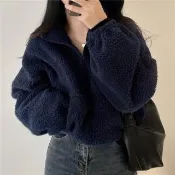 【Uicy】韓版立領寬鬆內刷毛慵懶風毛毛外套 外套防曬外套女 J242
