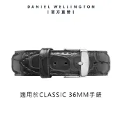 Daniel Wellington DW 錶帶 Classic Reading 18mm爵士黑壓紋真皮錶帶-銀 DW00200058