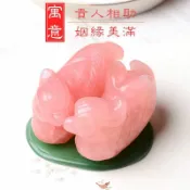 協貿國際日用品生活9館 天然粉晶鴛鴦擺件一對粉水晶擺設送禮臥室床頭招桃花旺姻緣助婚姻