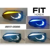 小亞車燈改裝＊全新 HONDA FIT 18 19 20 年 3.5代 動態 鷹眼款 跑馬 方向燈 三色 日行燈 晝行燈