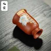 【化雲】宜興紫砂高足聞香杯手工精品泥繪紫砂杯主人杯 品茗杯 功夫茶具