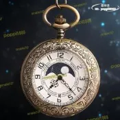 【LT】滿299發貨日月星辰更替 大數字日曆石英掛錶 文創北極恆星圖復古星空懷錶