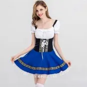 【愛購】【萬家福百貨】女啤酒節服裝德國慕尼黑啤酒服酒吧女傭工作服舞臺錶演連衣裙