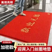 紫菀百貨店 歡迎光臨進門地毯迎賓門墊防滑吸水商鋪酒店大門口地墊紅色腳墊子