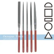 【Octopus】822.105 銼刀5件組 180mm 平/圓/半圓/三角/方銼 模型/飾品/電子維修 台灣品牌