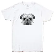 Geometric Pug 短袖T恤 白色 幾何 巴哥 哈巴狗 法鬥 狗 犬 動物 美國棉