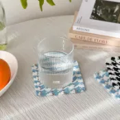 免運 千鳥格杯墊 編織杯墊 流蘇杯墊 北歐風杯墊 文青隔熱墊 居家用餐墊 咖啡店拍照裝飾墊 防燙防滑杯墊 交換禮物