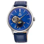 大高雄鐘錶城 Orient 東方錶Sun & Moon 系列 日月相錶 RA-AS0103A/藍色41.5mm｜樂天領券現折★全館特惠中★指定刷卡回饋10%
