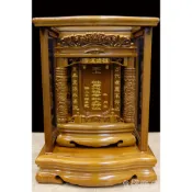【皇龍佛具】梢楠色花梨木雙柱祖先牌位 四種尺寸 免費面板雕刻 防震高級實木 公媽龕 祖牌 祖先牌位