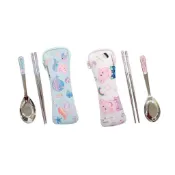 佩佩豬 Peppa Pig  潛水布不鏽鋼餐具組 (藍/粉)