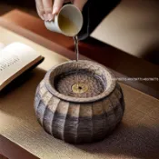 臺灣出貨 中式粗陶建水茶渣缸 家用茶室大號幹泡桌面廢水缸 茶洗過濾茶道 茶水桶 水盂 渣斗 茶具配件