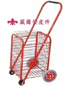 【葳爾登】折疊購物車手推車寵物推車嬰兒車菜籃,地攤車鐵網折疊買菜車四輪中型款紅701