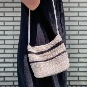 夏日隨身包 簡約渡假風 手機包 側背包 斜背包 雙色條紋 編織小包