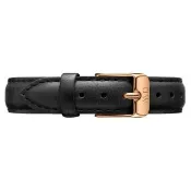 【Daniel Wellington】Petite Sheffield 14mm爵士黑真皮錶帶-香檳金(DW錶帶 DW00200233)