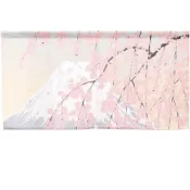 (店+)【cosmos】日本製【コスモ】短門簾《富士山垂枝櫻花》