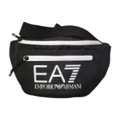 EMPORIO ARMANI EA7品牌字母LOGO圖騰尼龍輕量斜背包(小/黑)