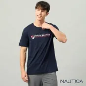 Nautica 官方旗艦  男裝 夏日渡假風印花短袖T恤-藍色