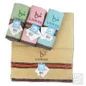 LIUKOO 黑緞條純棉毛巾 (3條) 吸水毛巾 純棉毛巾 煙斗 LK689【DK大王】