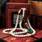 無玉化硨磲念珠 8mm圓珠 108顆 佛珠 孔雀石平安扣 緬甸黃玉 飾品