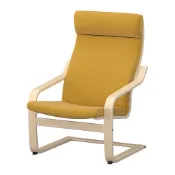 【IKEA 宜家家居】POÄNG 扶手椅，實木貼皮, 樺木/kelinge 深黃色