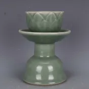 銀聯網日用品生活館 宋龍泉窯刻蓮花尊燭臺手工仿古老貨瓷器家居裝飾擺件古董古玩收藏1入