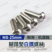 螺絲 白鐵螺絲 m8螺絲 25mm 機車螺絲 腳踏板螺絲 腳踏墊螺絲 圓頭螺絲 不鏽鋼