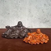 48h出貨丶黑檀木碉克元寶彌勒佛和氣生財大肚佛桌面擺見車載裝飾木質工藝品