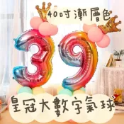 (店+)漸層皇冠數字氣球 生日佈置40吋數字 生日禮物 PARTY 慶生 舞會佈置 求婚 結婚 週歲 慶祝
