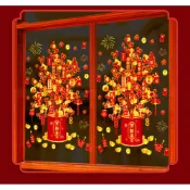 新款春節裝飾靜電貼畫新年櫥窗玻璃門窗貼紙喜慶過年佈置