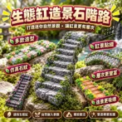 生態缸造景石階路 迷你仿真階梯裝飾 飼養箱造景 園藝 水族箱造景裝飾 自然石 天然石頭 魚缸造景 仿真石階梯 爬蟲缸造景