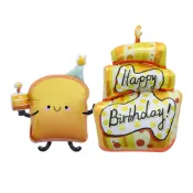 🚚台灣出貨🎈生日派對 氣球裝飾 拍照道具 玩具 汽球 奶酪生日蛋糕吐司卡通氣球 造型氣球 可愛氣球  氣球批發