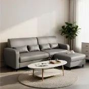 【IHouse】亞瑟 耐磨貓抓皮活動L型沙發