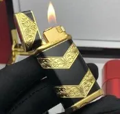 Cartier打火機附原裝盒！說明書！劍凌紋金色！二手品、極新！非Zippo、Dunhill、Dupont