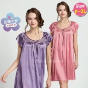 【現貨】皮爾卡登牛奶絲質洋裝睡衣 皮爾卡登絲質睡衣 5546 2L 大尺碼睡衣 大尺寸 連身式睡衣 兔子媽媽