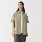 【MUJI 無印良品】男吉貝木棉混二重紗織短袖襯衫(白色/黑色/卡其)