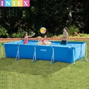 【品質保固】INTEX-28272長方形管架水池 支架游泳池 養魚池 家庭水池 釣魚池充氣游泳池 折疊游泳池