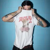 Cat Dance 中性短袖T恤 白色 貓咪跳舞毛小孩動物狗寬鬆潮T班服團服活動禮物男生女生上衣衣著