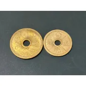昭和大正五錢十錢黃銅錢，流通品項隨機出貨，保真，特價兩顆一組