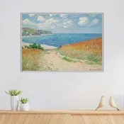 《通往布維爾海岸的小路》莫內Monet．印象派畫家 世界名畫 經典名畫 風景油畫-白框60x80CM