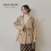 Space Picnic｜琥珀釦大翻領風衣外套-2色【2510111】