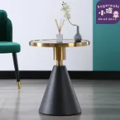 小確幸商鋪 【輕奢金色】小茶几 洽談桌 沙發桌 酒店桌几 不鏽鋼底座 大理石臺面 圓形設計 現代簡約 客廳商用 高端大氣