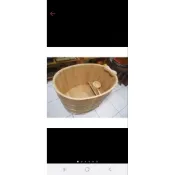 100%台灣檜木三尺泡澡桶含頭枕內椅四個腳座買家下標處
