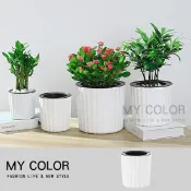 Mycolor 花盆 盆栽 水培盆栽 塑膠盆 蓄水花盆 懶人花盆 塑料花盆 自動吸水 樹脂圓形 水培花盆 樹脂花盆 多肉植物花盆 水耕植物 北歐波紋 懶人花盆♚MY COLOR♚【S063】