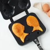 【優選精品】傢用燃氣DIY鯛魚燒模具華夫餅模具餅幹蛋糕模具雙魚烤盤烘焙模具ins日韓風 YBOI