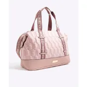 ♡Gracieux♡River Island 大容量 夾棉加厚 兩用包 手提包 單肩包 旅行包 行李袋 空氣包 登機包粉