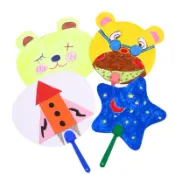 現貨🌈扇子 DIY造型空白扇子 兒童手繪畫扇子 DIY材料扇 塑料柄紙扇 美術空白扇子 小涼扇 幼兒園手繪畫DIY