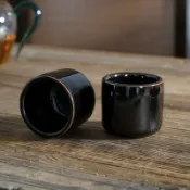 全球選品1館 生活百貨 青瓷黑釉黑胎扳指杯烏金釉單個茶杯茶道陶瓷品茗杯龍泉窯龍泉青瓷