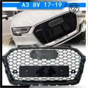 適用於2017-2019款Audi奧迪A3 S3  改裝RS3款水箱罩 前保桿中網格柵 前引擎蓋蜂窩狀水箱護罩