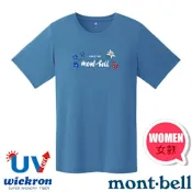 【mont-bell】女 Wickron 吸濕排汗短袖T恤(SWISS FLOWERS).圓領衫.運動上衣_1114855 BL 藍
